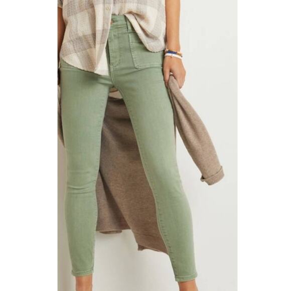 New Anthropologie Pilcro Patch Pocket Skinny Jeans $128 SIZE 28 Green Ankle Crop - Picture 3 of 4